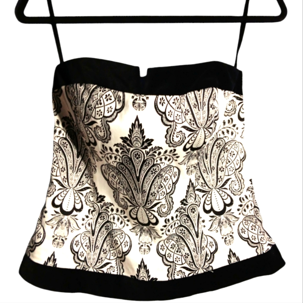 NWT WHBM Black & White Sleeveless Bustier Corset SZ 8
